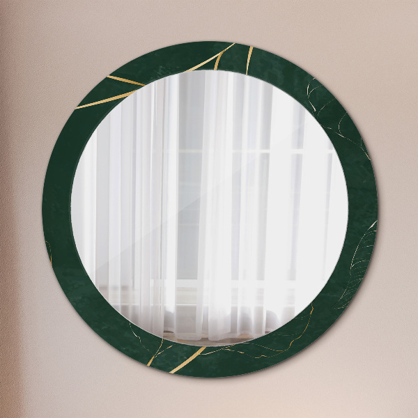 Oglinda cu decor rotunda Frunze de aur delicate