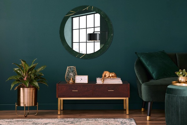 Oglinda cu decor rotunda Frunze de aur delicate