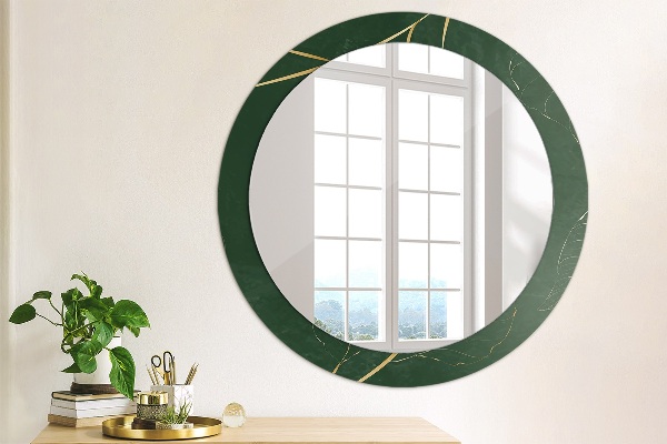 Oglinda cu decor rotunda Frunze de aur delicate
