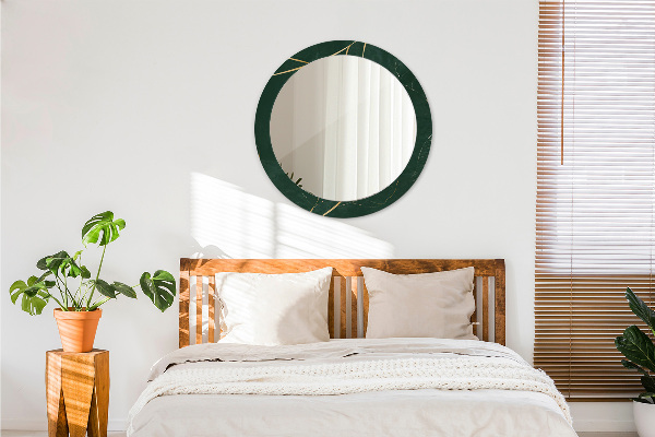 Oglinda cu decor rotunda Frunze de aur delicate