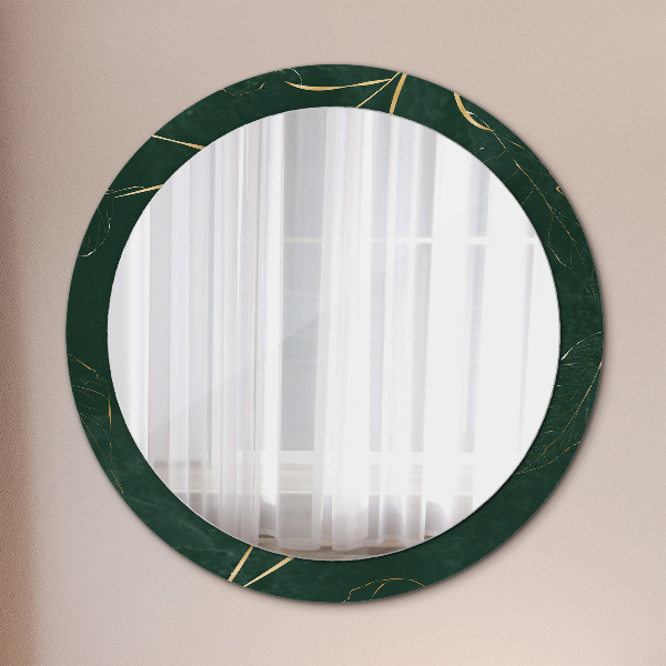 Oglinda cu decor rotunda Frunze de aur delicate