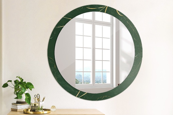 Oglinda cu decor rotunda Frunze de aur delicate