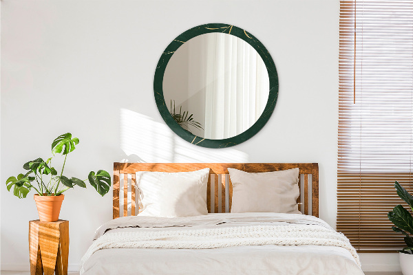 Oglinda cu decor rotunda Frunze de aur delicate