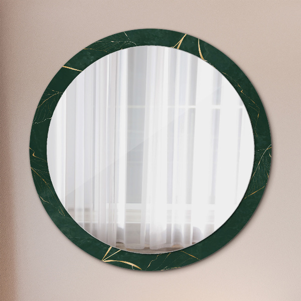 Oglinda cu decor rotunda Frunze de aur delicate