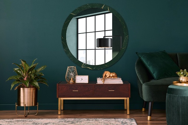 Oglinda cu decor rotunda Frunze de aur delicate