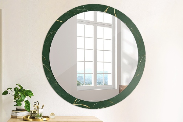 Oglinda cu decor rotunda Frunze de aur delicate