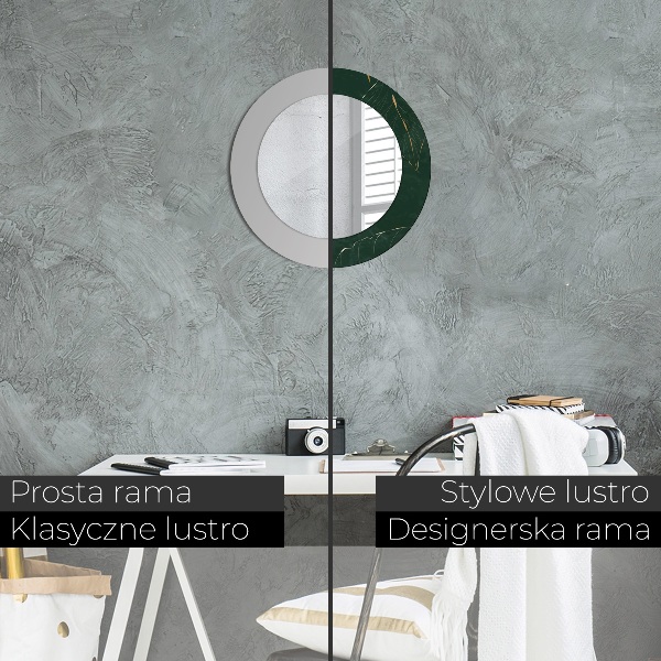 Oglinda cu decor rotunda Frunze de aur delicate