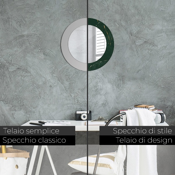 Oglinda cu decor rotunda Frunze de aur delicate