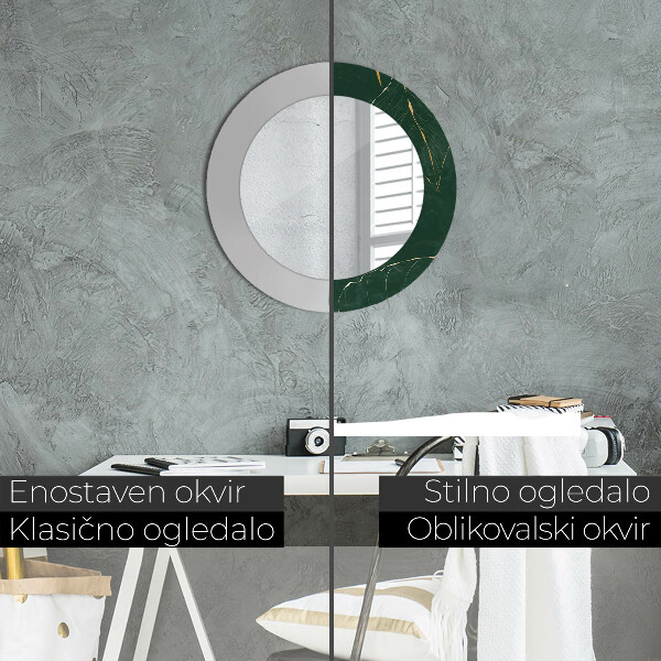 Oglinda cu decor rotunda Frunze de aur delicate