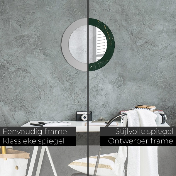 Oglinda cu decor rotunda Frunze de aur delicate