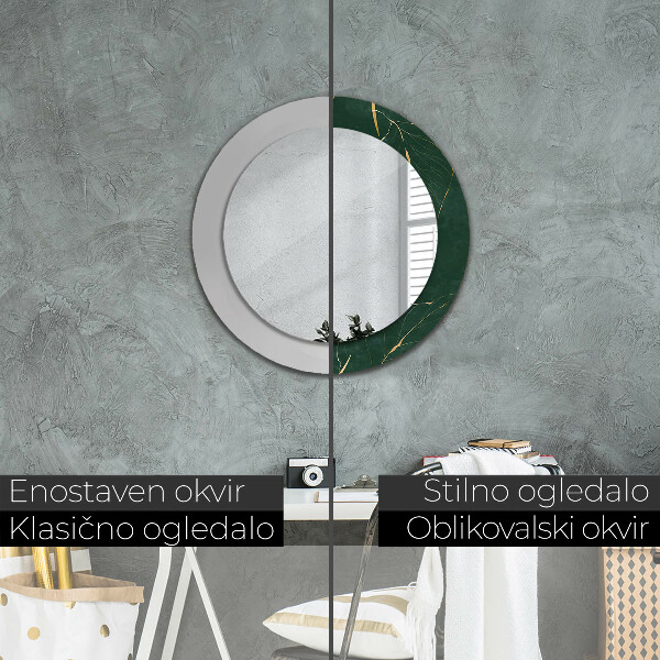 Oglinda cu decor rotunda Frunze de aur delicate