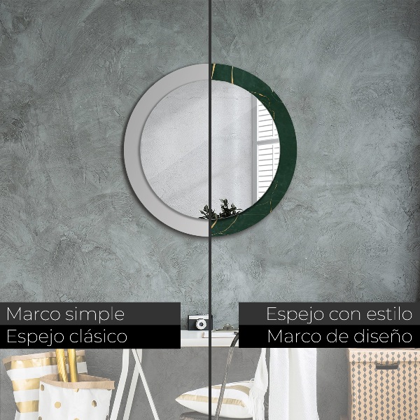 Oglinda cu decor rotunda Frunze de aur delicate