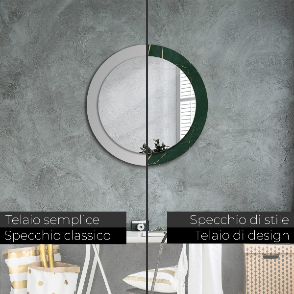 Oglinda cu decor rotunda Frunze de aur delicate