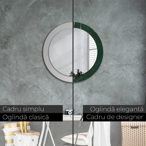Oglinda cu decor rotunda Frunze de aur delicate