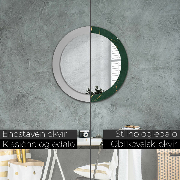 Oglinda cu decor rotunda Frunze de aur delicate