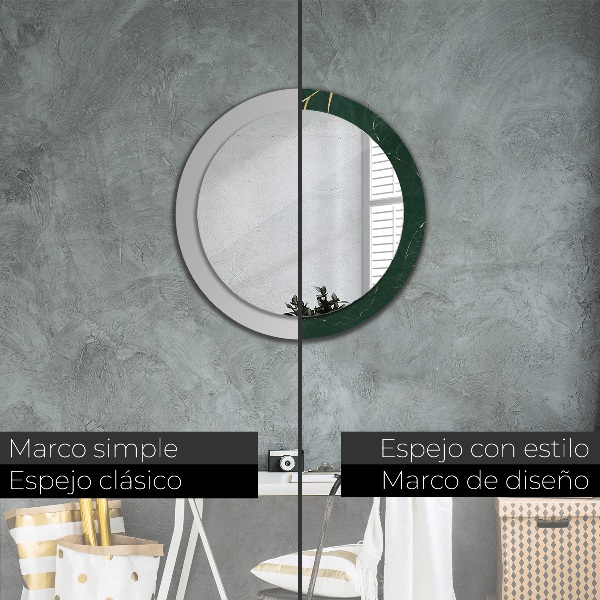 Oglinda cu decor rotunda Frunze de aur delicate