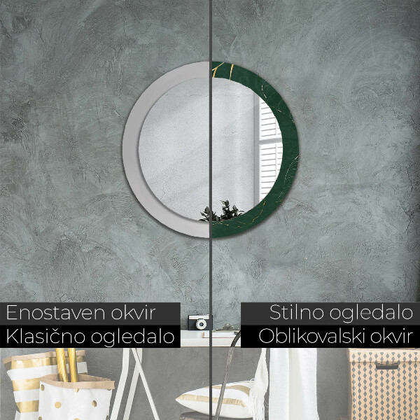 Oglinda cu decor rotunda Frunze de aur delicate