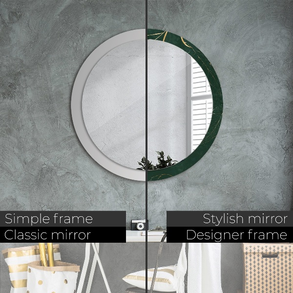 Oglinda cu decor rotunda Frunze de aur delicate