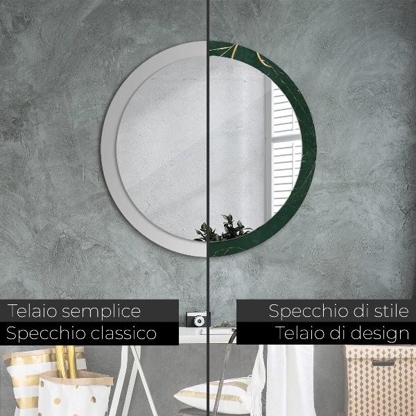 Oglinda cu decor rotunda Frunze de aur delicate