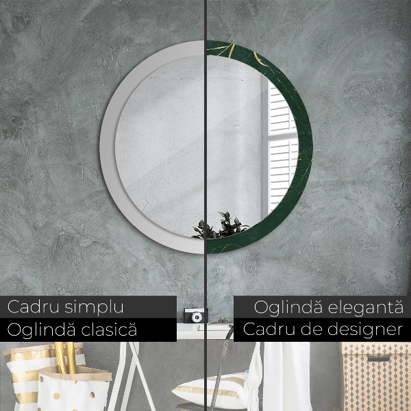 Oglinda cu decor rotunda Frunze de aur delicate