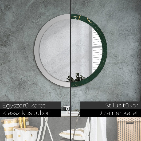 Oglinda cu decor rotunda Frunze de aur delicate