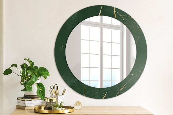 Oglinda cu decor rotunda Frunze de aur delicate