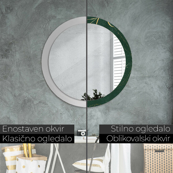 Oglinda cu decor rotunda Frunze de aur delicate