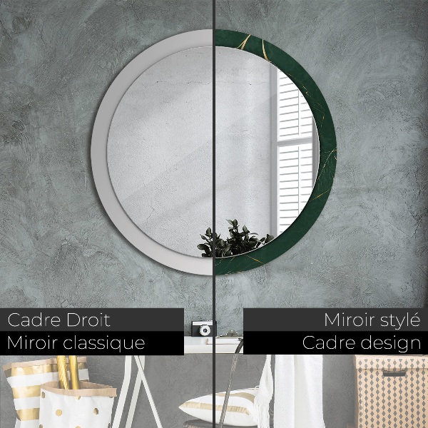 Oglinda cu decor rotunda Frunze de aur delicate