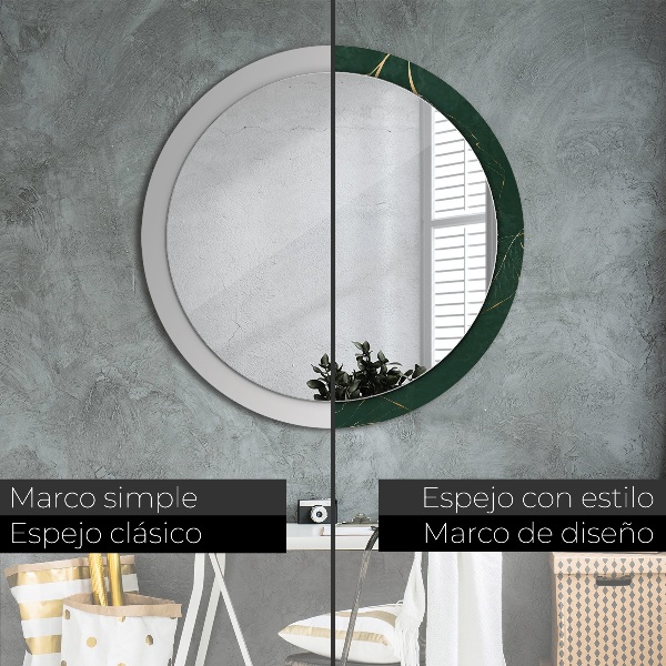 Oglinda cu decor rotunda Frunze de aur delicate