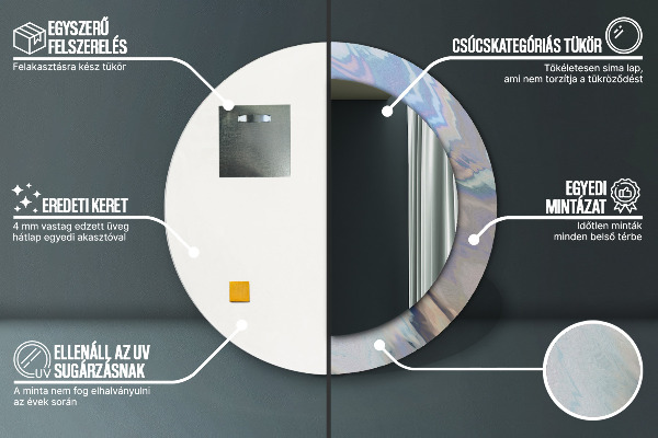 Oglinda cu decor rotunda Textura holografică