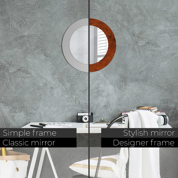 Oglinda cu decor rotunda Lemn natural