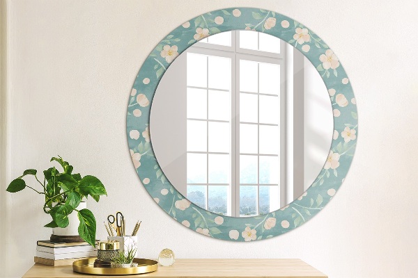 Oglinda rotunda rama cu imprimeu Model floral