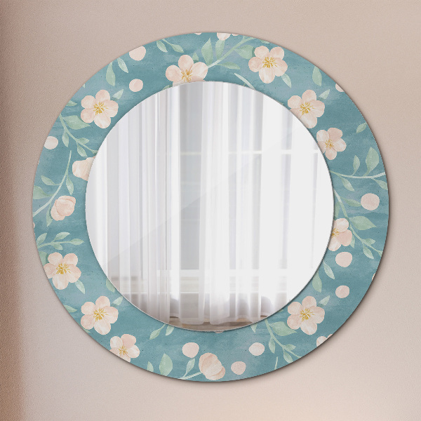 Oglinda rotunda rama cu imprimeu Model floral