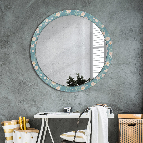 Oglinda rotunda rama cu imprimeu Model floral