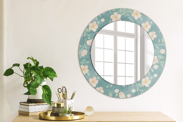 Oglinda rotunda rama cu imprimeu Model floral
