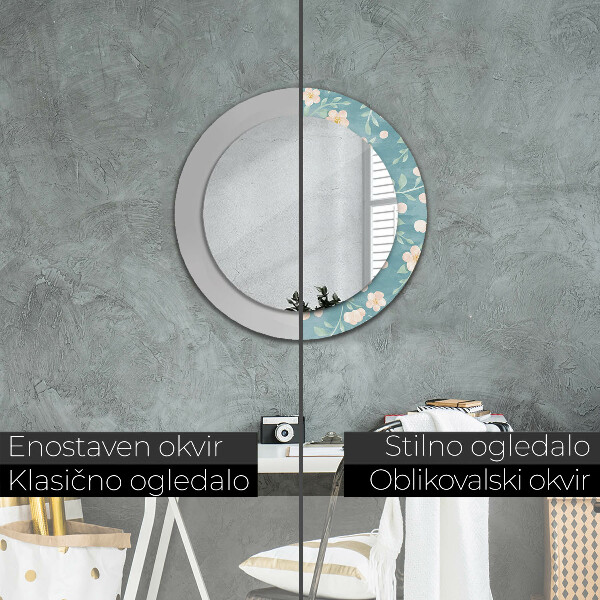 Oglinda rotunda rama cu imprimeu Model floral
