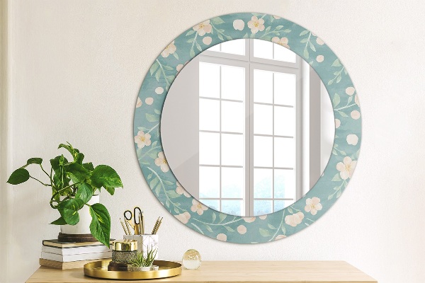 Oglinda rotunda rama cu imprimeu Model floral