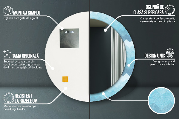 Oglinda rotunda rama cu imprimeu Modelul cizmarului