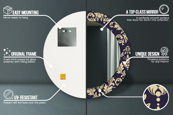 Oglinda rotunda imprimata Model floral