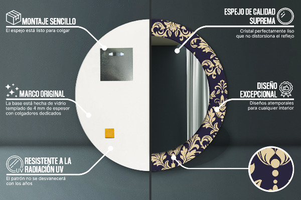 Oglinda rotunda imprimata Model floral