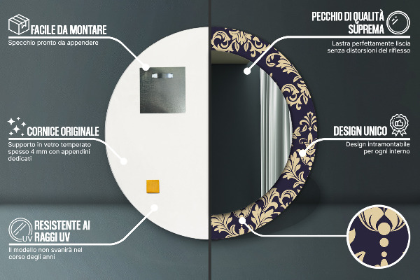 Oglinda rotunda imprimata Model floral