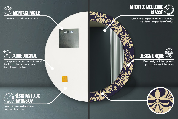 Oglinda rotunda imprimata Model floral