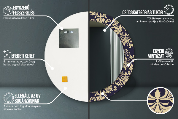 Oglinda rotunda imprimata Model floral