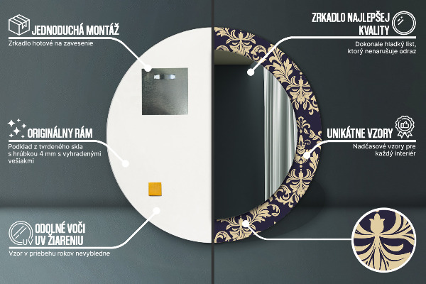 Oglinda rotunda imprimata Model floral