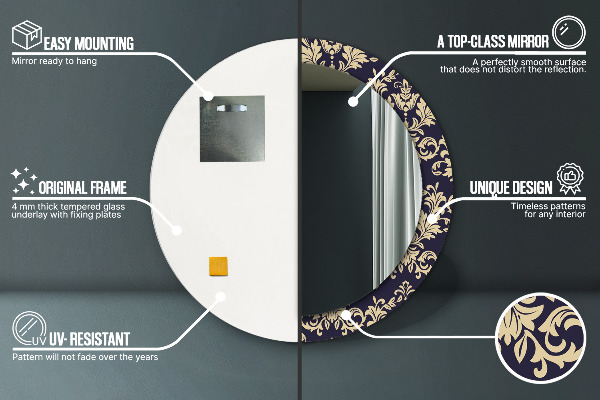 Oglinda rotunda imprimata Model floral