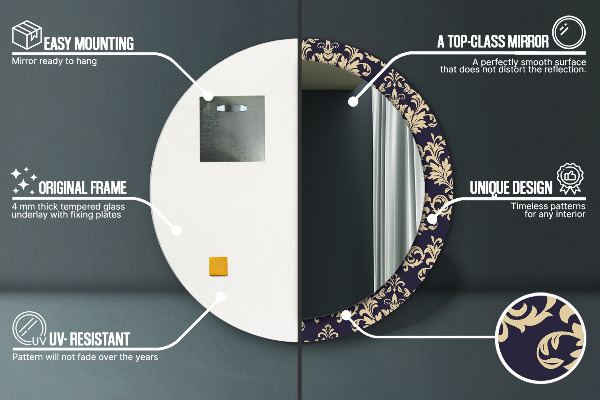 Oglinda rotunda imprimata Model floral