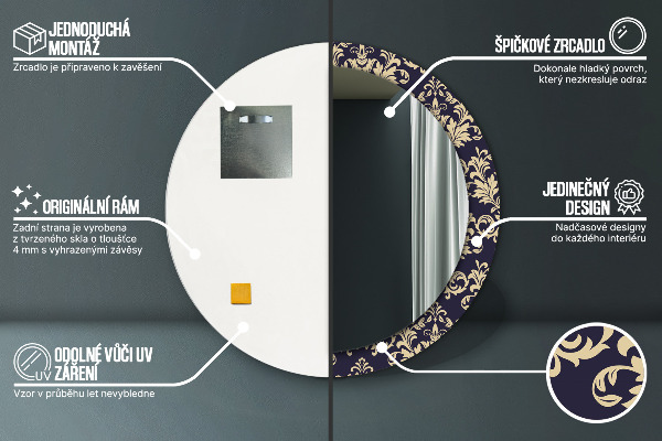 Oglinda rotunda imprimata Model floral