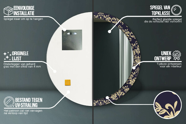 Oglinda rotunda imprimata Model floral