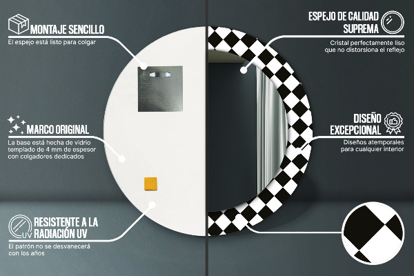 Oglinda rotunda imprimata Birou de șah