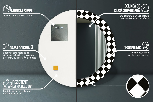 Oglinda rotunda imprimata Birou de șah